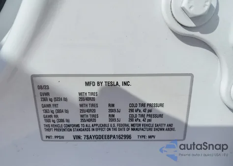2023 Tesla Model Y Awd/Long Range Dual Motor All-Wheel Drive from USA, damaged, VIN 7SAYGDEE8PA162996